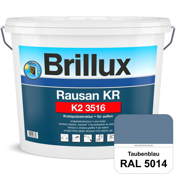 Rausan KR K2 3516 mit Protect (RAL 5014 Taubenblau) Organisch gebundener Kratzputz für wetterbeständ