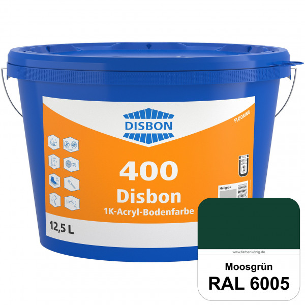 Disbon 400 1K-Acryl-Bodenfarbe (RAL 6005 Moosgrün) Dispersionsbeschichtung für mineralische Bodenflä