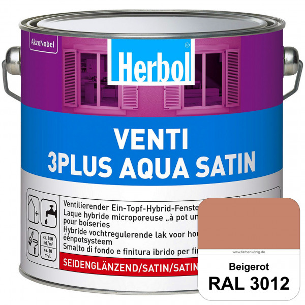 Venti 3Plus Aqua Satin (RAL 3012 Beigerot) wasserbasierter & feuchtigkeitregulierender Ein-Topf-Fens