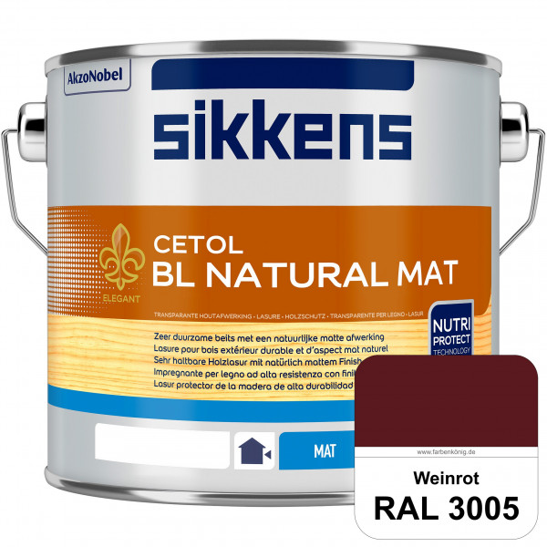 Cetol BL Natural Mat (RAL 3005 Weinrot) Matte, wasserverdünnnbare Dünnschichtlasur