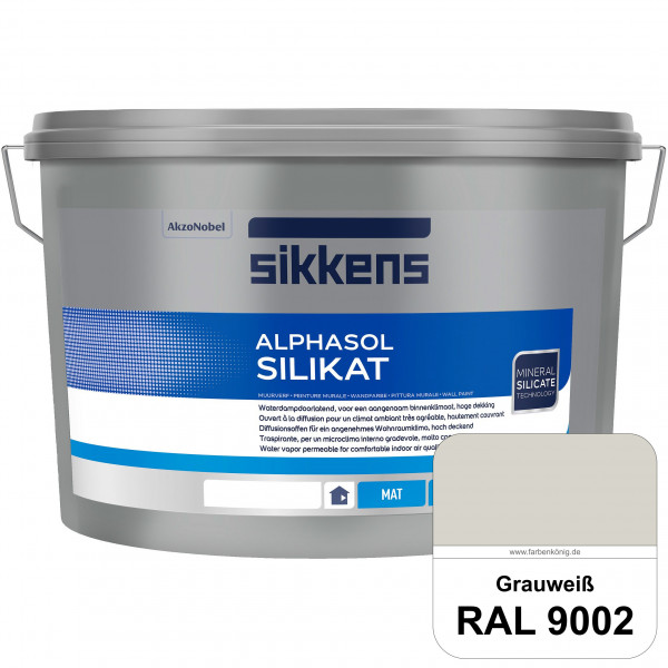 Alphasol Silikat (RAL 9002 Grauweiß) Extrem matte Premium Wandfarbe auf SOL-Silikatbasis