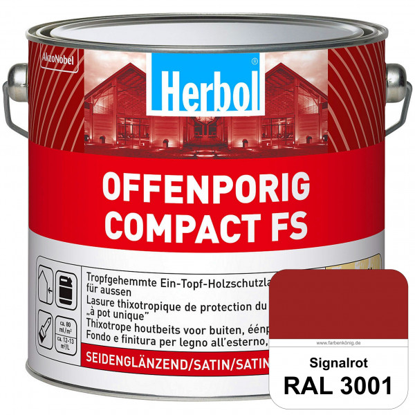 Offenporig Compact FS (RAL 3001 Signalrot) Rationelle & thixotrope Ein-Topf-Holzlasur (außen)