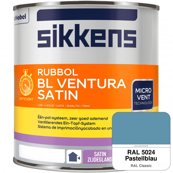 Rubbol BL Ventura Satin NEU (RAL 5024 Pastellblau) Seidenglanzlack (wasserbasiert) Fenster außen