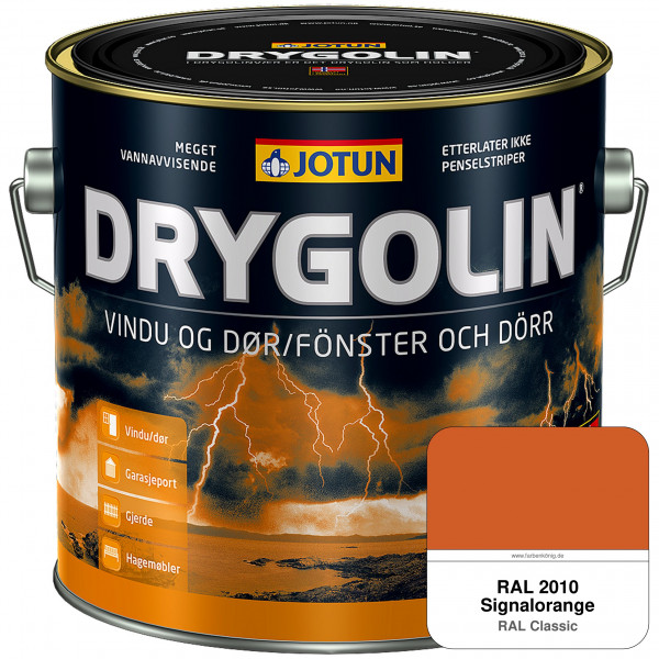 DRYGOLIN Vindu og Dør - wetterbeständige Holzschutzfarbe für Außen (RAL 2010 Signalorange)