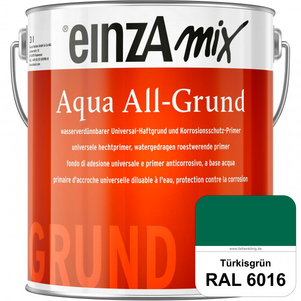 einzA Aqua All-Grund (RAL 6016 Türrkisgrün) Wasserverdünnbarer Haftgrund & Korrosionsschutz-Primer