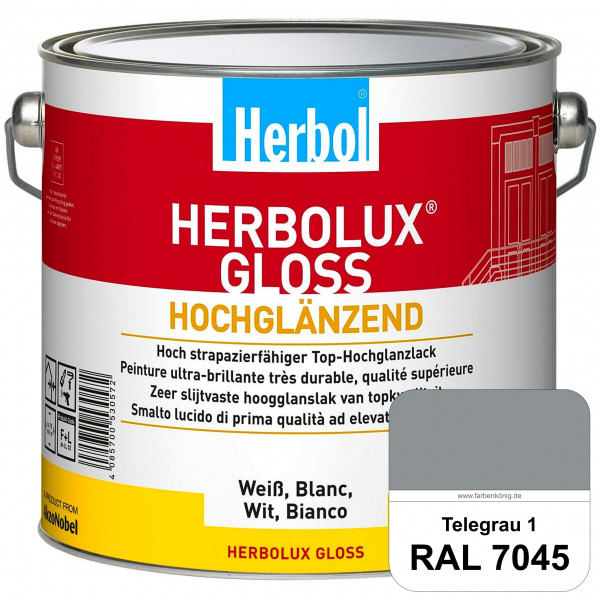 Herbolux Gloss (RAL 7045 Telegrau 1) strapazierfähiger Top-Hochglanzlack (lösemittelhaltig) für inne