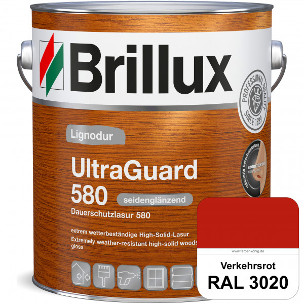 Lignodur UltraGuard 580 (Dauerschutzlasur 580) RAL 3020 Verkehrsrot