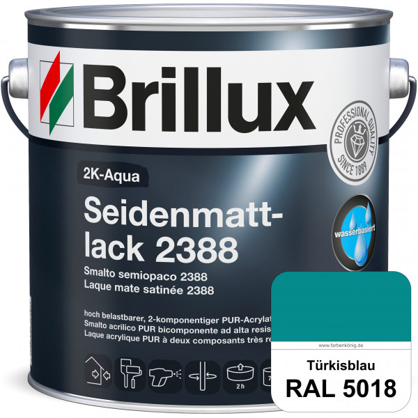 2K-Aqua Seidenmattlack 2388 (RAL 5018 Türkisblau) mechanisch und chemisch hoch belastbar für außen &
