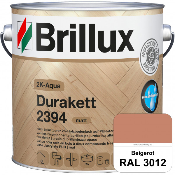2K-Aqua Durakett 2394 (RAL 3012 Beigerot) Wasserbasierter 2K-Versiegelung für Parkettfußböden, Diele