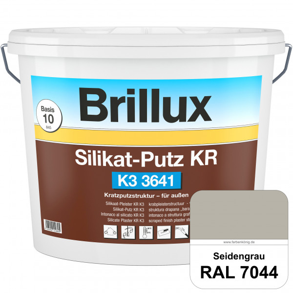 Silikat-Putz KR K3 3641 (RAL 7044 Seidengrau) Dekorativer Kratzputz auf Silikatbasis