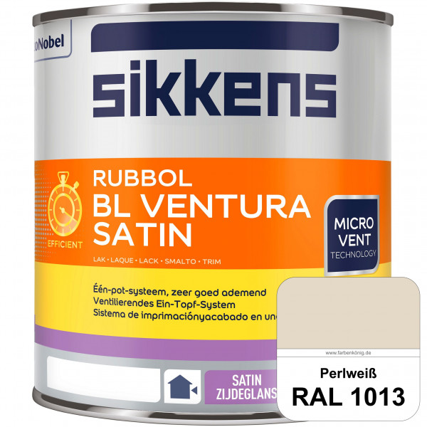 Rubbol BL Ventura Satin (RAL 1013 Perlweiß) Seidenglanzlack (wasserbasiert) Fenster außen