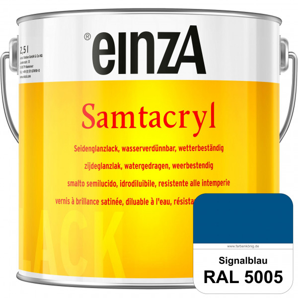 einzA Samtacryl (RAL 5005 Signalblau) wetterbeständige seidenglänzende Acryl-PU-Lackfarbe