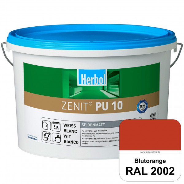 Zenit PU 10 (RAL 2002 Blutorange) seidenmatte und strapazierfähige PU-Wandfarbe