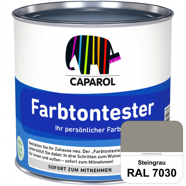 Farbtontester (RAL 7030 Steingrau) Individuell abgetönte Dispersionsfarbe zum Anlegen von Farbtonmus