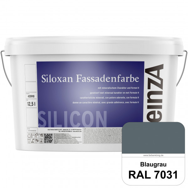 einzA Siloxan Fassadenfarbe (RAL 7031 Blaugrau) Siliconvergütete Fassadenfarbe