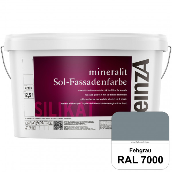einzA mineralit Sol Fassadenfarbe (RAL 7000 Fehgrau) mineralische Fassadenfarbe mit Sol-Silikat Tech