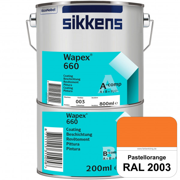 Wapex 660 Set (RAL 2003 Pastellorange) seidenglänzende 2K-Epoxidharzlack für Böden & Wände (innen)