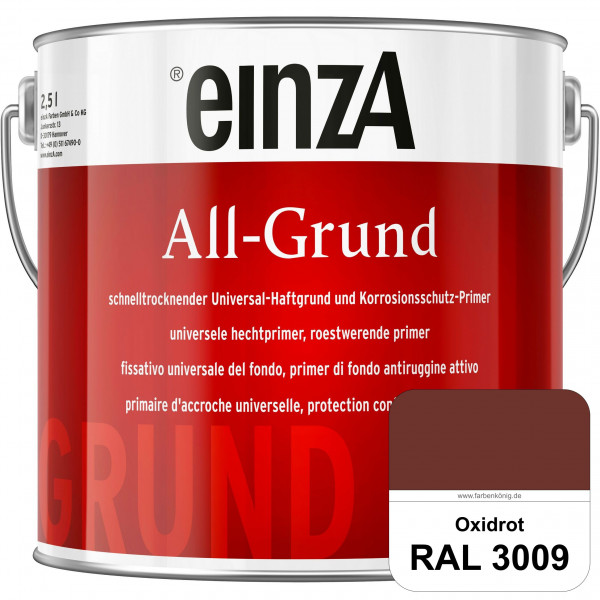 einzA All-Grund (RAL 3009 Oxidrot) Schnelltrocknender Haftgrund & Korrosionsschutz-Primer