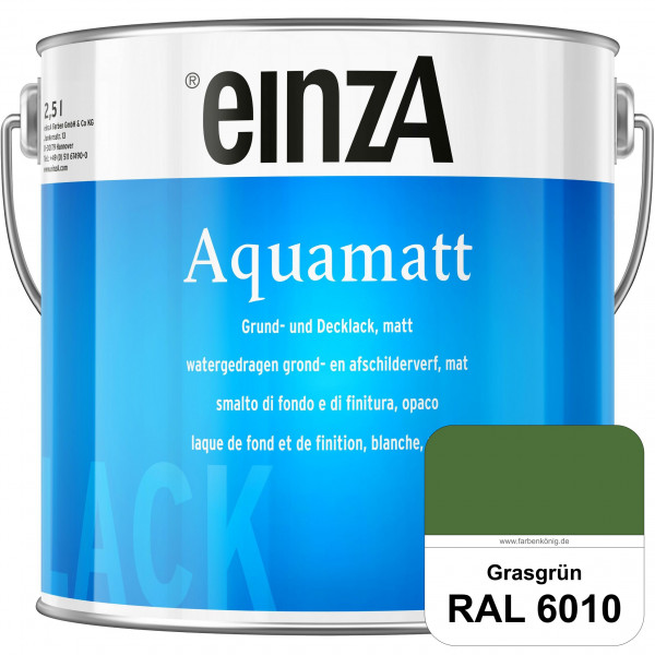 einzA Aquamatt (RAL 6010 Grasgrün) Wasserverdünnbare Vorstreichfarbe & matte Lackfarbe