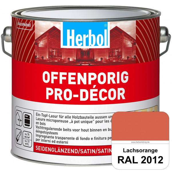 Herbol Offenporig Pro-Décor (RAL 2012 Lachsorange) Hochwertige Ein-Topf-Holzlasur mit 2-Phasen-UV-Sc