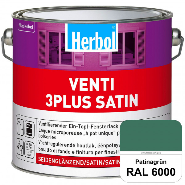 Venti 3Plus Satin (RAL 6000 Patinagrün) feuchtigkeitregulierender & seidenglänzender Ein-Topf-Fenste