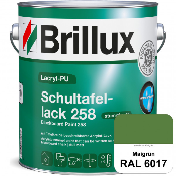 Lacryl-PU Schultafellack 258 (RAL 6017 Maigrün) wasserbasierter und matter Schultafellack (innen)