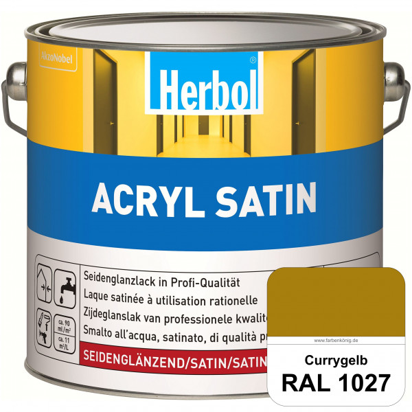 Acryl Satin (RAL 1027 Currygelb) wasserverdünnbarer seidenglänzender Lack (Innen & Außen)