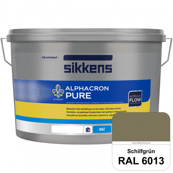 Alphacron Pure (RAL 6013 Schilfgrün) Edelmatte & hochertige Premium Wandfarbe für glatte Untergründe