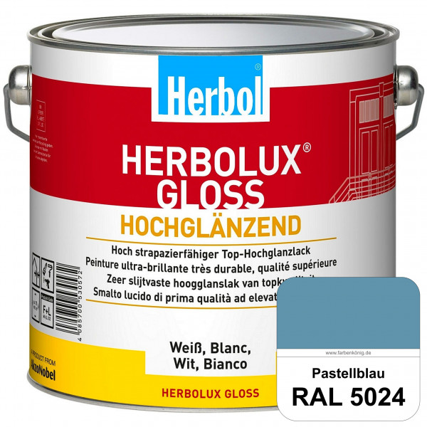 Herbolux Gloss (RAL 5024 Pastellblau) strapazierfähiger Top-Hochglanzlack (lösemittelhaltig) für inn