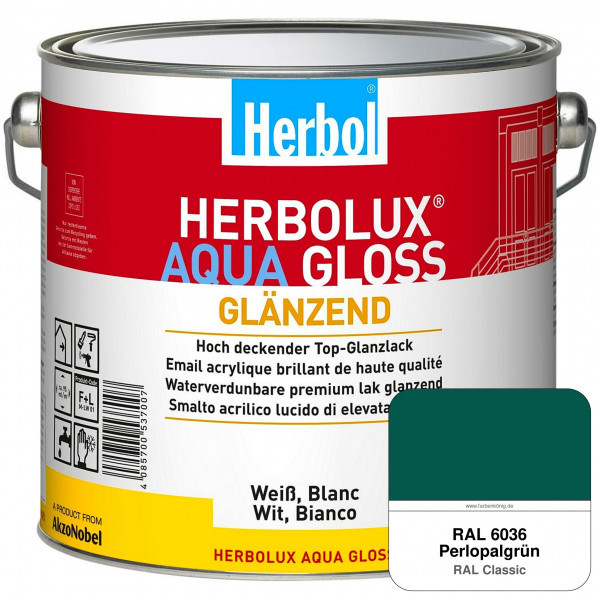 Herbolux Aqua Gloss (RAL 6036 Perlopalgrün) Wasserverdünnbarer Top-Glanzlack (Innen)