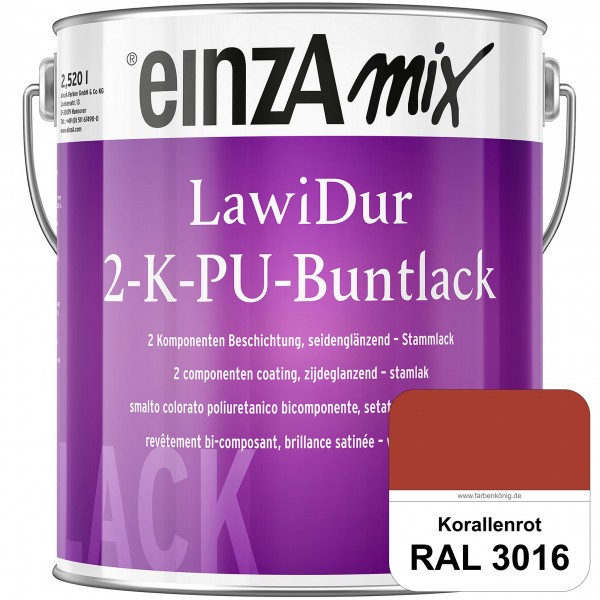 einzA LawiDur 2-K-PU-Buntlack - Seidenglanz (RAL 3016 Korallenrot)