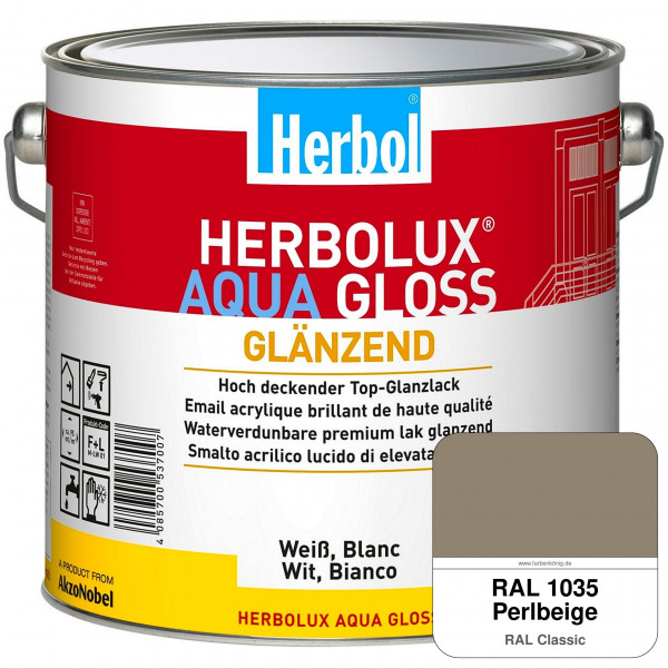 Herbolux Aqua Gloss (RAL 1035 Perlbeige) Wasserverdünnbarer Top-Glanzlack (Innen)