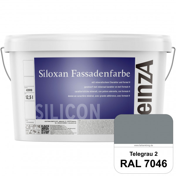 einzA Siloxan Fassadenfarbe (RAL 7046 Telegrau 2) Siliconvergütete Fassadenfarbe