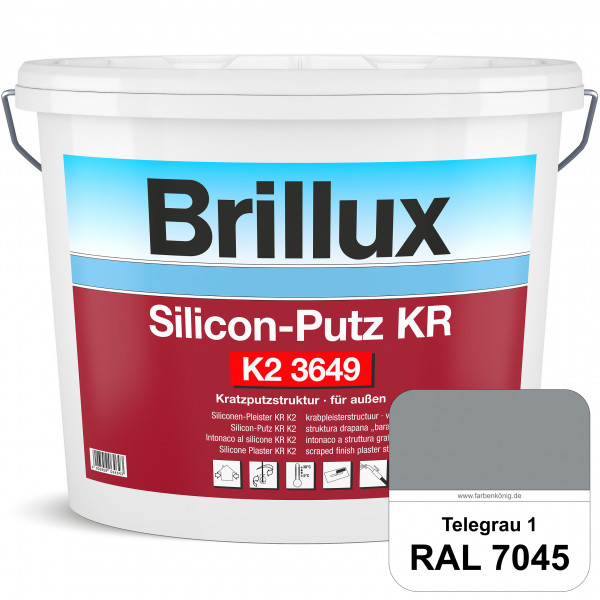Silicon-Putz KR K2 3649 mit Protect (RAL 7045 Telegrau 1) Dekorputz auf Siliconharzbasis (außen)