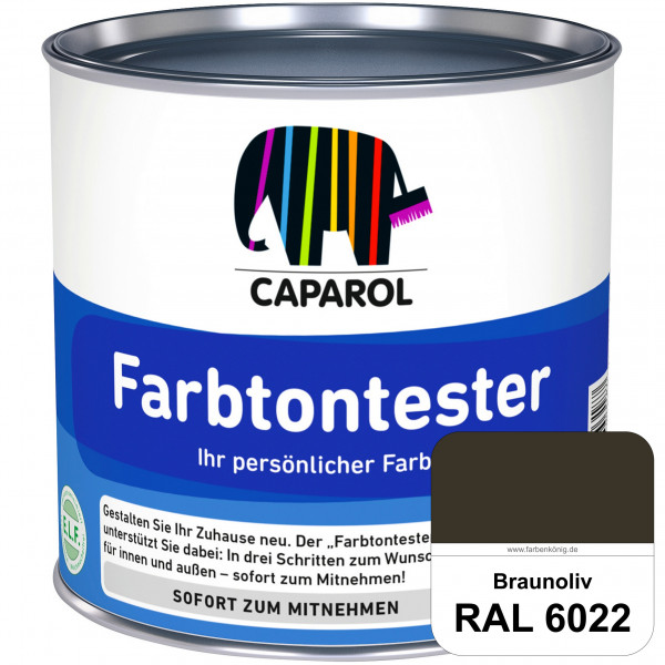 Farbtontester (RAL 6022 Braunoliv) Individuell abgetönte Dispersionsfarbe zum Anlegen von Farbtonmus