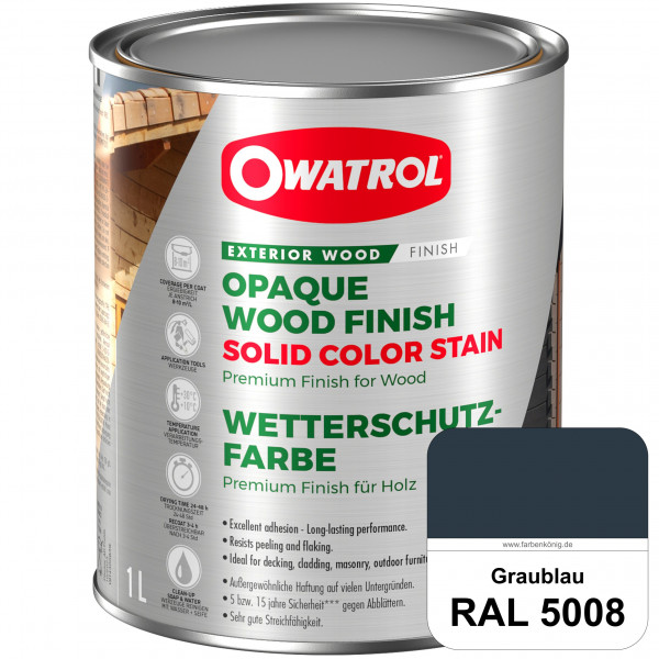 Solid Color Stain (RAL 5008 Graublau) deckende und matte Wetterschutzfarbe außen