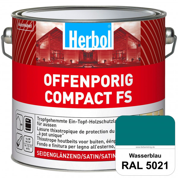 Offenporig Compact FS (RAL 5021 Wasserblau) Rationelle & thixotrope Ein-Topf-Holzlasur (außen)
