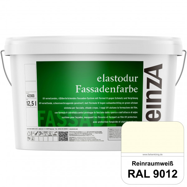 einzA elastodur Fassadenfarbe (RAL 9012 Reinraumweiß) UV-vernetzendes & rissüberbrückendes Fassadenf