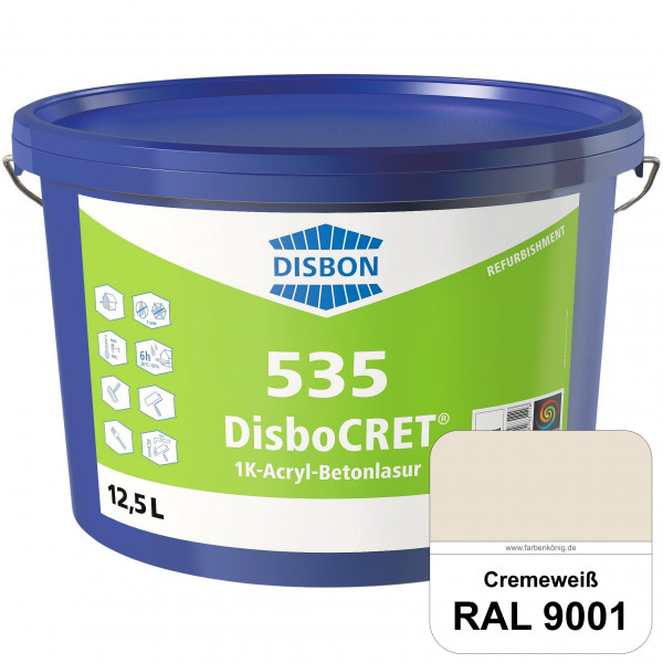 DisboCRET 535 1K-Acryl-Betonlasur (RAL 9001 Cremeweiß) Schutzbeschichtung für Beton im Außenbereich