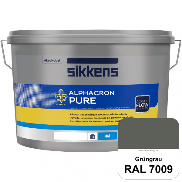 Alphacron Pure (RAL 7009 Grüngrau) Edelmatte & hochertige Premium Wandfarbe für glatte Untergründe.