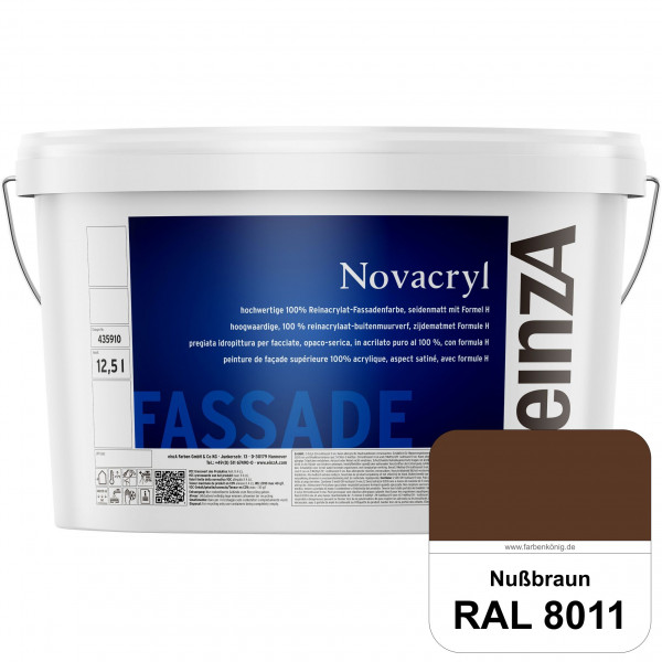 einzA Novacryl (RAL 8011 Nussbraun) Reinacrylat-Fassadenfarbe, seidenmatt