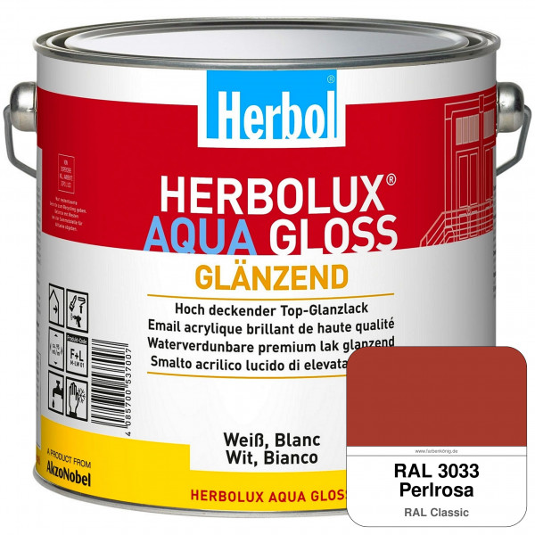 Herbolux Aqua Gloss (3033 Perlrosa) Wasserverdünnbarer Top-Glanzlack (Innen)
