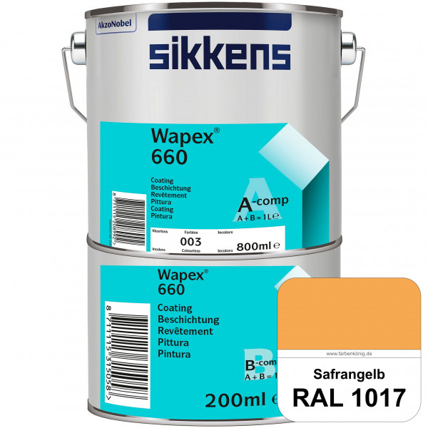 Wapex 660 Set (RAL 1017 Safrangelb) seidenglänzende 2K-Epoxidharzlack für Böden & Wände (innen)