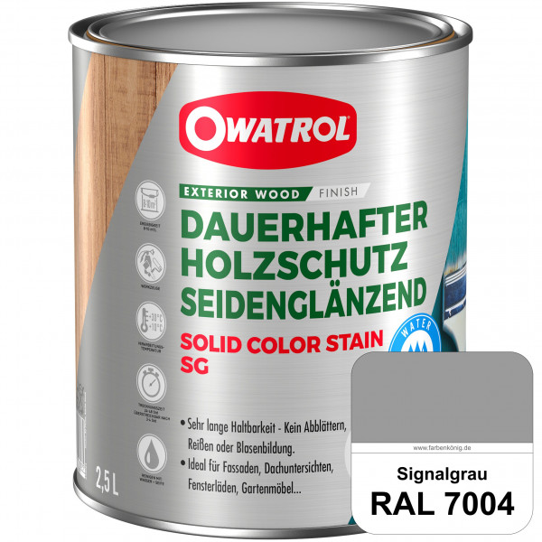 Solid Color Stain SG (RAL 7004 Signalgrau) deckende und seidenglänzende Wetterschutzfarbe außen