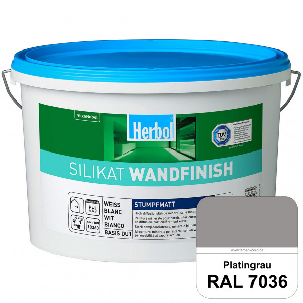 Silikat WandFinish (RAL 7036 Platingrau) mineralische Wandfarbe für ein gesundes Wohnklima