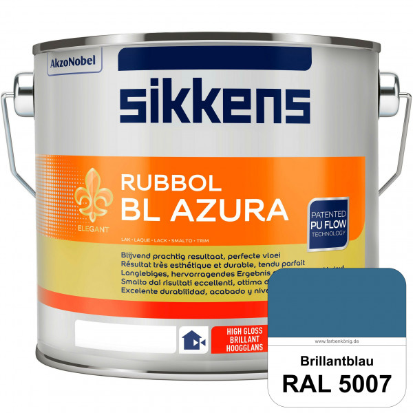 Rubbol BL Azura (RAL 5007 Brillantblau) PU-Hochglanzlack (wasserbasiert) innen & außen