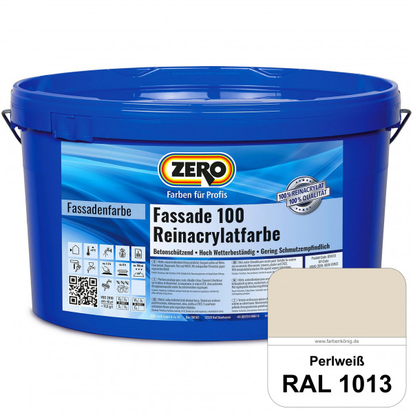 Fassade 100 Reinacrylatfarbe (RAL 1013 Perlweiß)