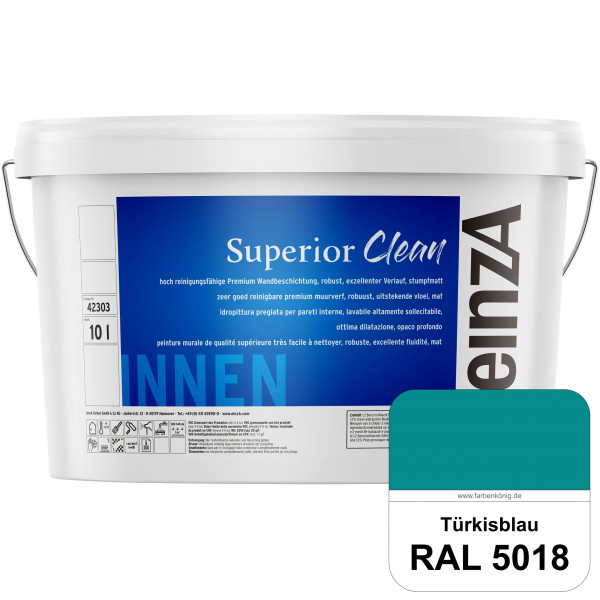 einzA Superior Clean (RAL 5018 Türkisblau) Hoch reinigungsfähige, stumpfmatte Premium-Wandbeschichtu