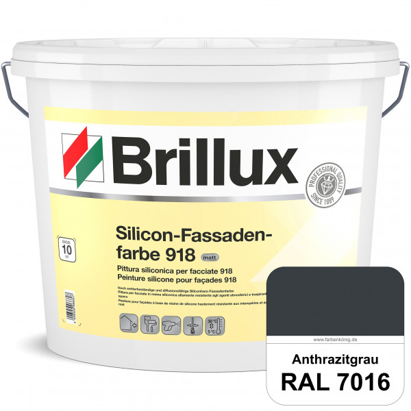 Silicon-Fassadenfarbe 918 (RAL 7016 Anthrazitgrau) matt, hoch wetterbeständig und wasserabweisend