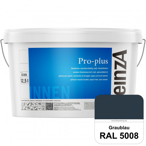 einzA Pro-plus (RAL 5008 Graublau) Lösemittelfreie waschbeständige Kunststoff-Dispersionsfarbe